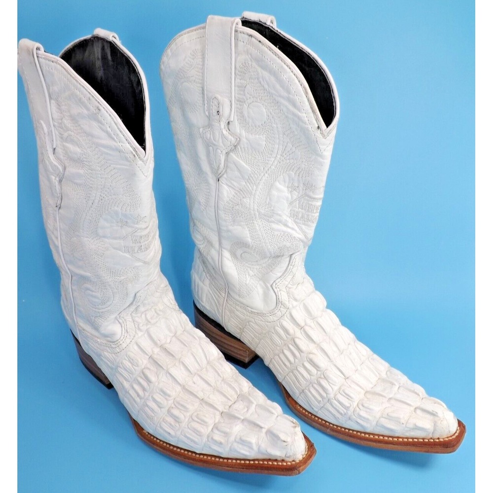White Diamond Boots Botas Vaqueras Grabado Cocodrilo Blanco - Size 7 US / 26 MEX